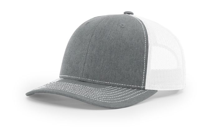 112 Heather Grey / White Richardson Adjustable Snapback Trucker Hat