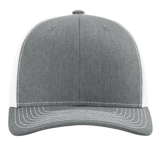112 Heather Grey / White Richardson Adjustable Snapback Trucker Hat