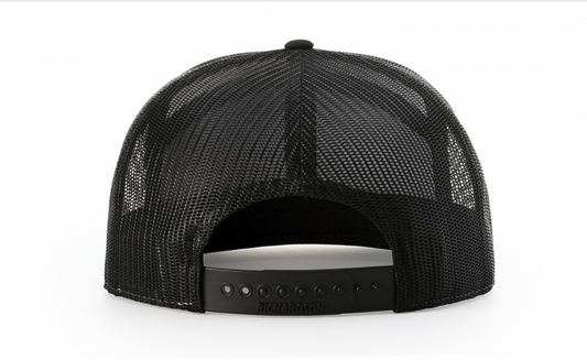 168 Heather Grey / Black Richardson 7 Panel Trucker Hat