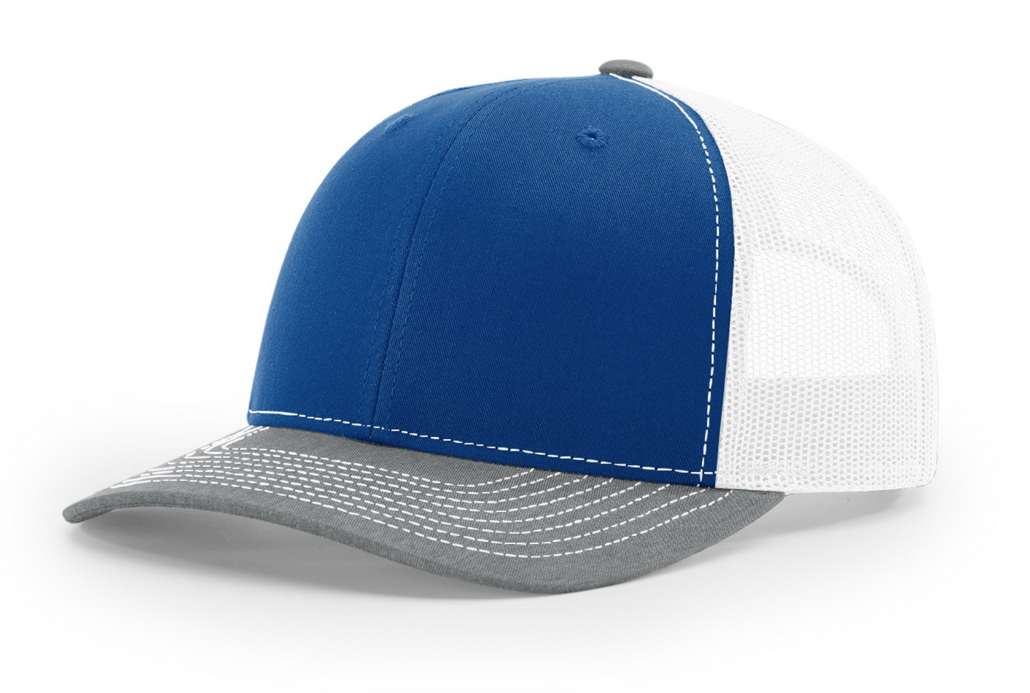 112 Royal / White / Heather Grey Richardson Adjustable Snapback Trucker Hat