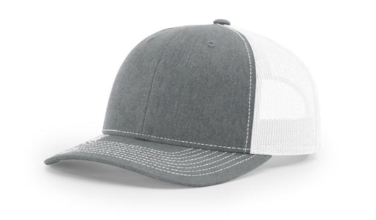 112 Heather Grey / White Richardson Adjustable Snapback Trucker Hat