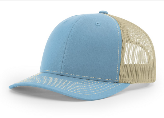 112 Columbia Blue / Khaki Richardson Adjustable Snapback Trucker Hat