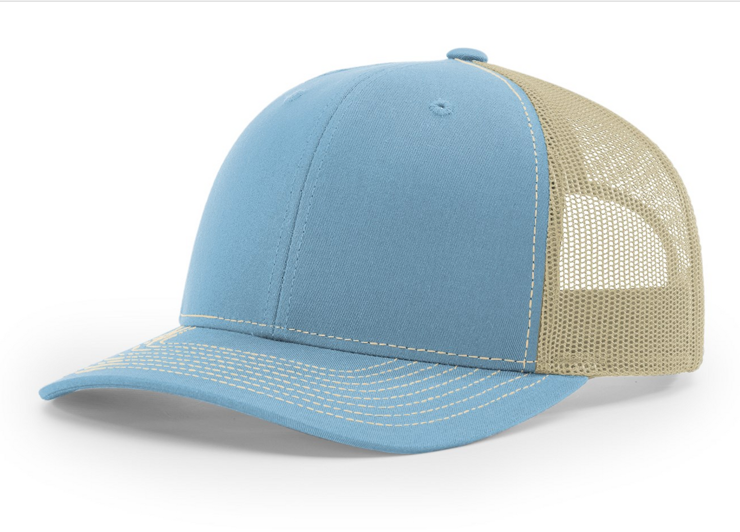 112 Columbia Blue / Khaki Richardson Adjustable Snapback Trucker Hat –  Blank Wholesale Hats