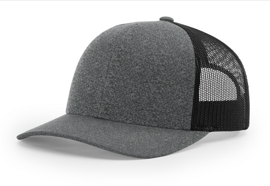 115 Black Heather / Black Richardson Low Profile Adjustable Snapback Trucker Hat