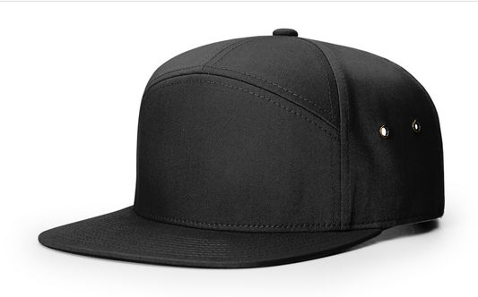 257 Black Richardson 7 Panel Twill Strapback Hat