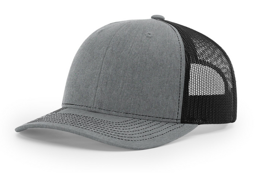 112 Youth Heather Grey / Black Richardson Hat - Adjustable Snapback Trucker Cap